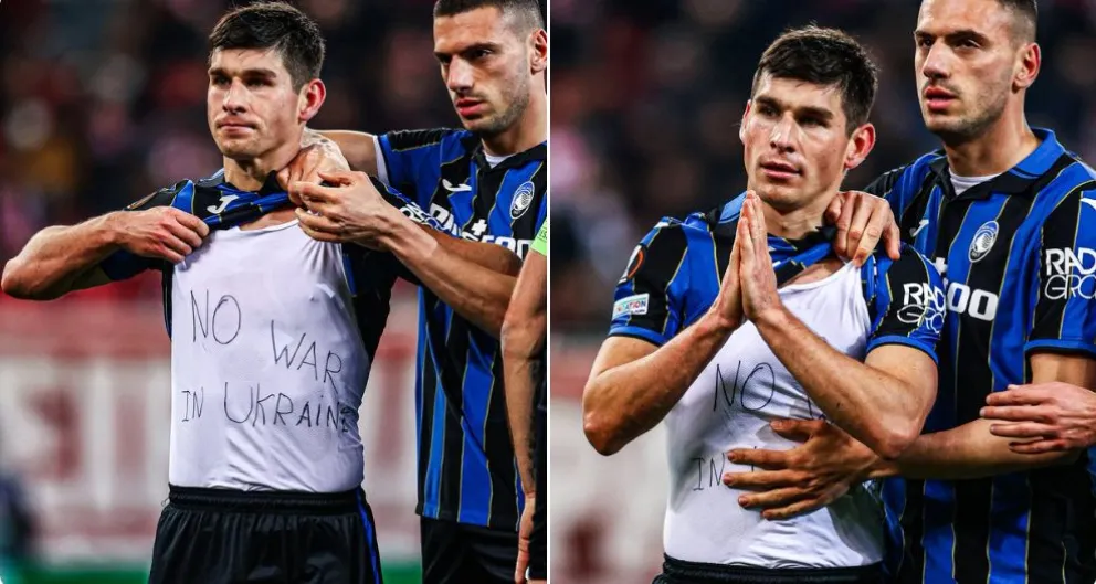 Desesperado pedido de un jugador ucraniano tras convertir un gol