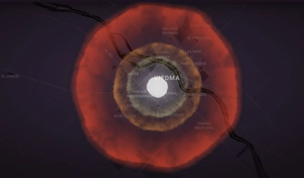 Un programa calcula la expansión de una bomba nuclear: ¿Qué pasaría en Viedma?